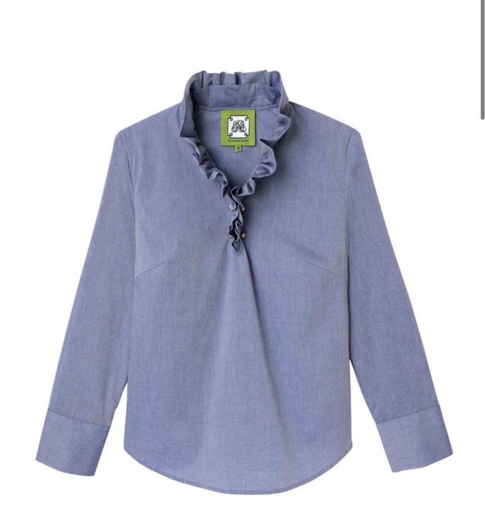 Elizabeth McKay The New Elizabeth Shirt Blouse 10 Purple Lilac Ruffle Neck